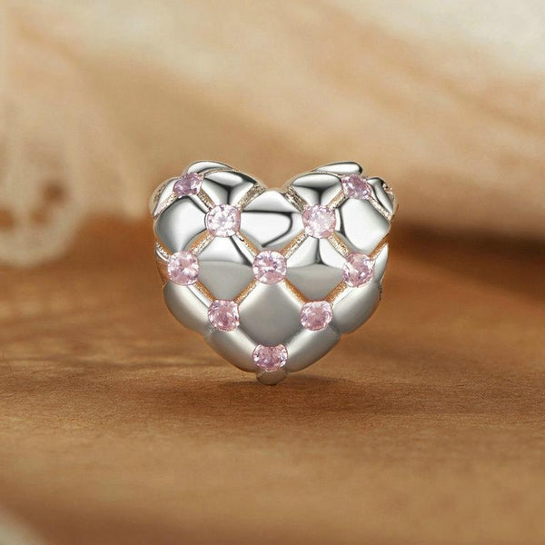 925 Sterling Silver Platinum Diamond Heart Diy Bead Charms & Pendants