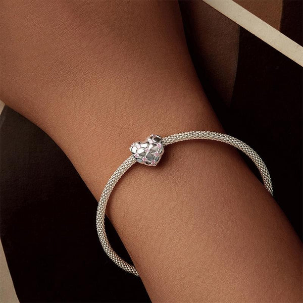 925 Sterling Silver Platinum Diamond Heart Diy Bead Charms & Pendants