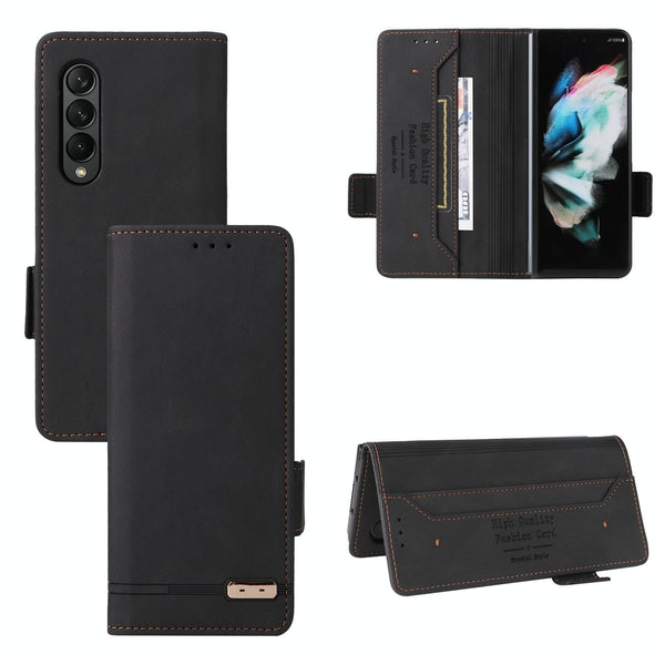 For Samsung Galaxy Z Fold4 5G Leather Flip Case With Magnetic Clasp Black Cases Covers & Skins