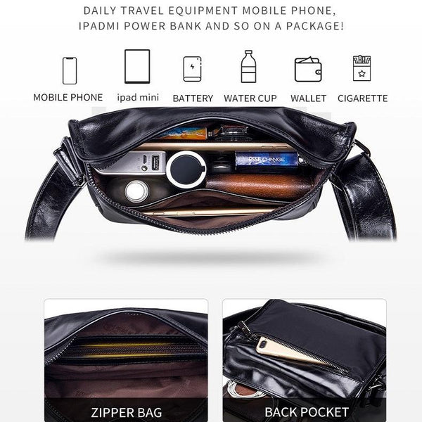 Men Brown Leather Shoulder Bag Cool Black Bags