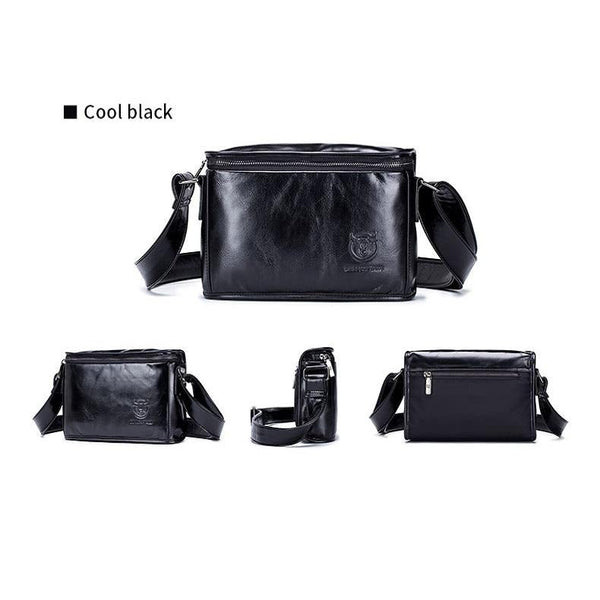 Men Brown Leather Shoulder Bag Cool Black Bags
