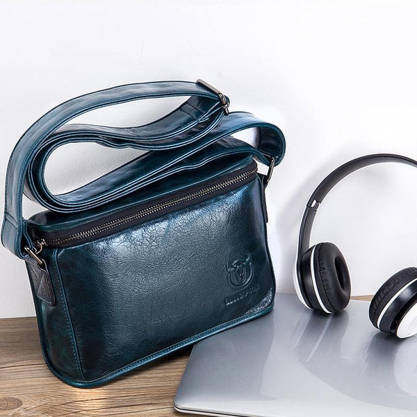 Men Brown Leather Shoulder Bag Cool Black Bags