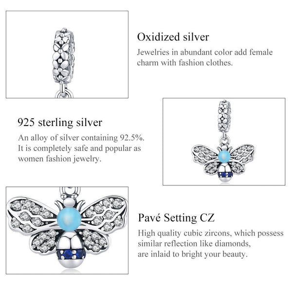 925 Sterling Silver Bee Pendant For Diy Bracelets Charms & Pendants
