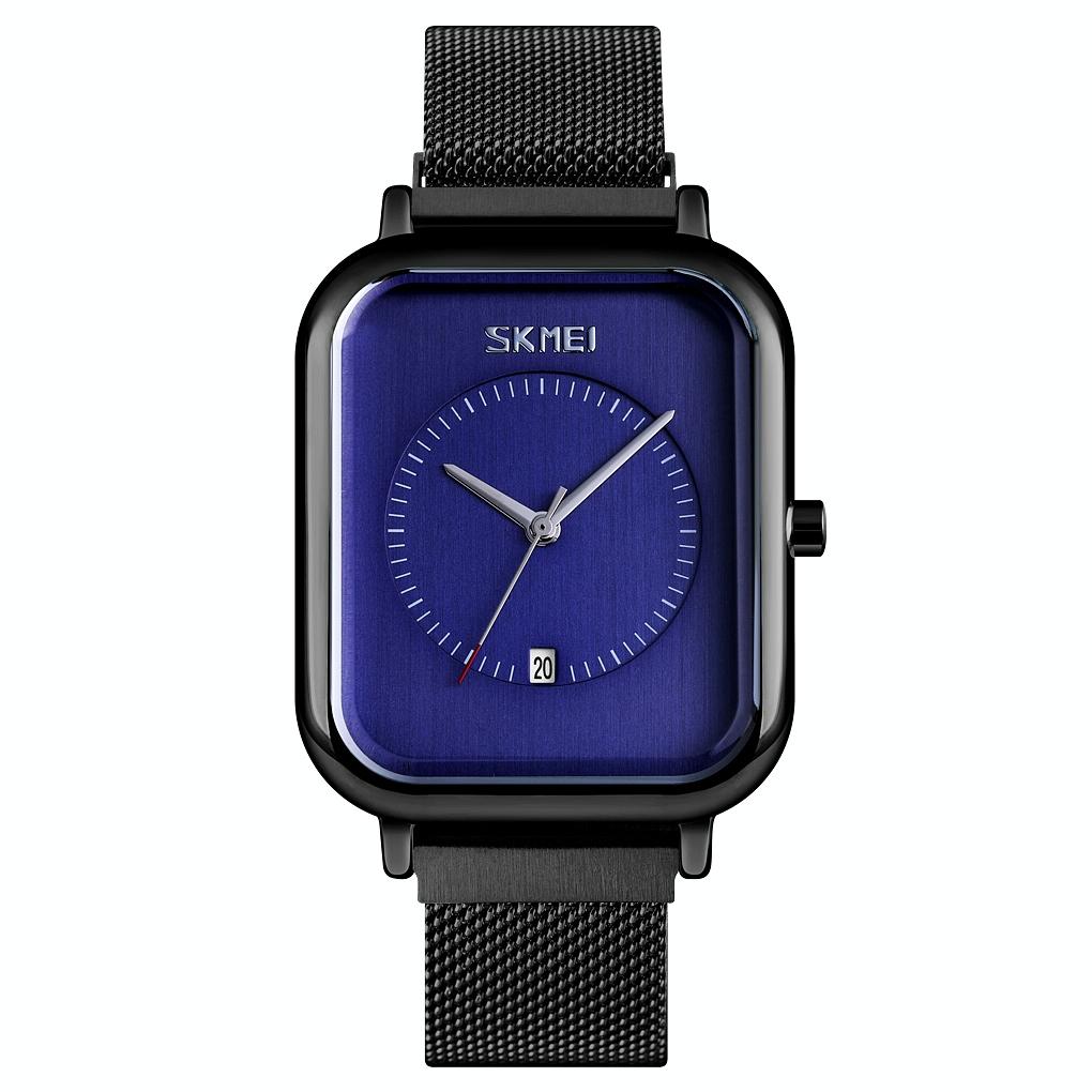 Unisex Magnetic Buckle Mesh Belt Quartz Watch Black Blue Watches