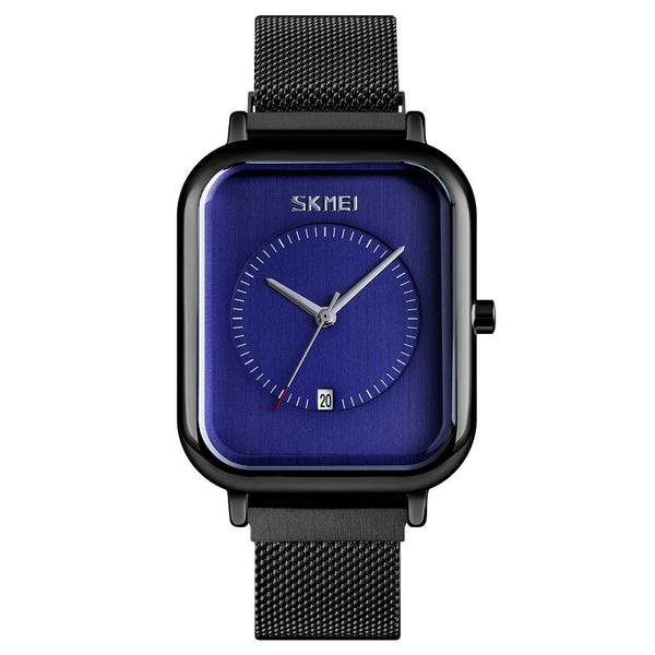 Unisex Magnetic Buckle Mesh Belt Quartz Watch Black Blue Watches