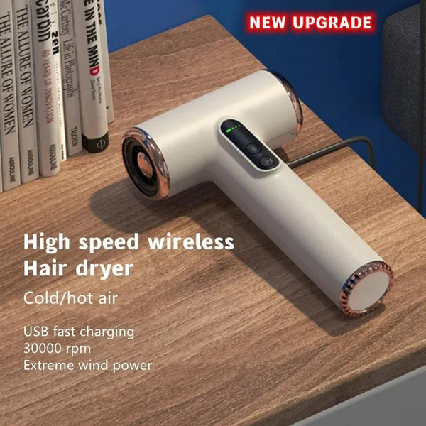 Rechargeable Hair Dryer 3 Speeds Adjustable White Hair Dryers