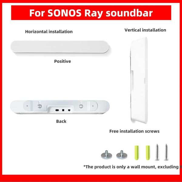 Wall Mount For Sonos Ray Soundbar White Metal Bracket Speaker Mounts & Stands