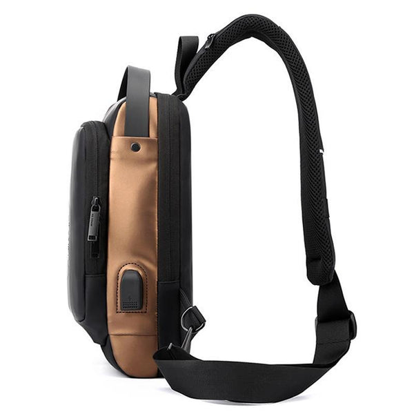 Anti Theft Men Chest Bag With Password Lock Secure Locomotive Messenger Black Bags