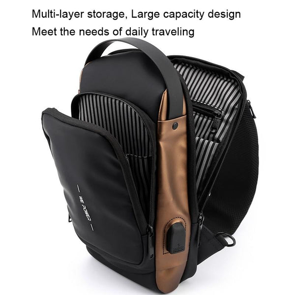 Anti Theft Men Chest Bag With Password Lock Secure Locomotive Messenger Black Bags