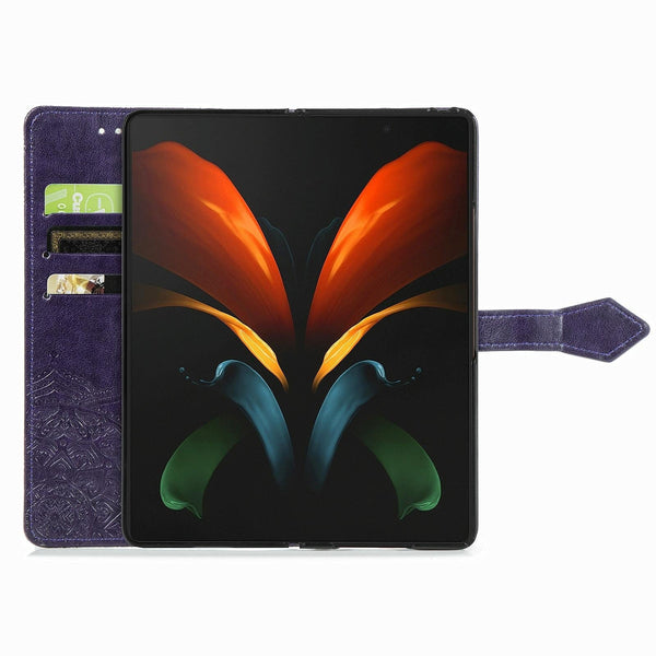 For Samsung Galaxy Z Fold4 5G Embossed Mandala Leather Phone Case Black Cases Covers & Skins