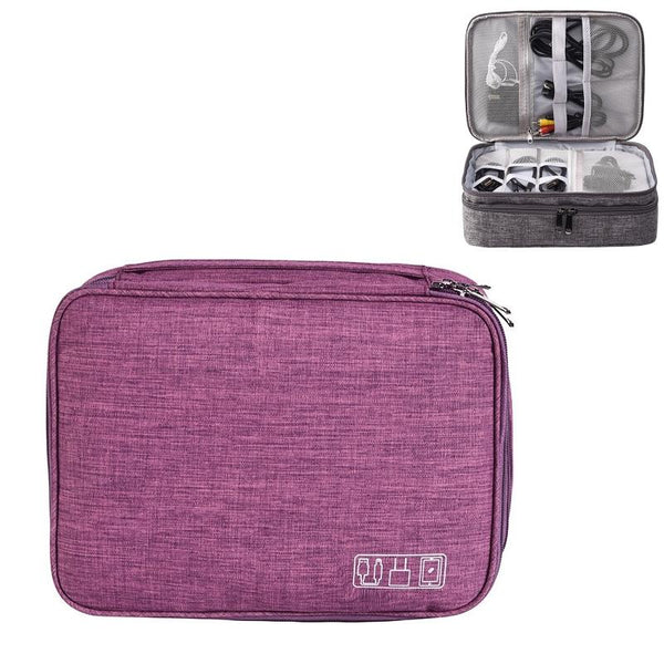 5 Inch Digital Earphone Storage Bag Multifunctional Purple Storage Bags