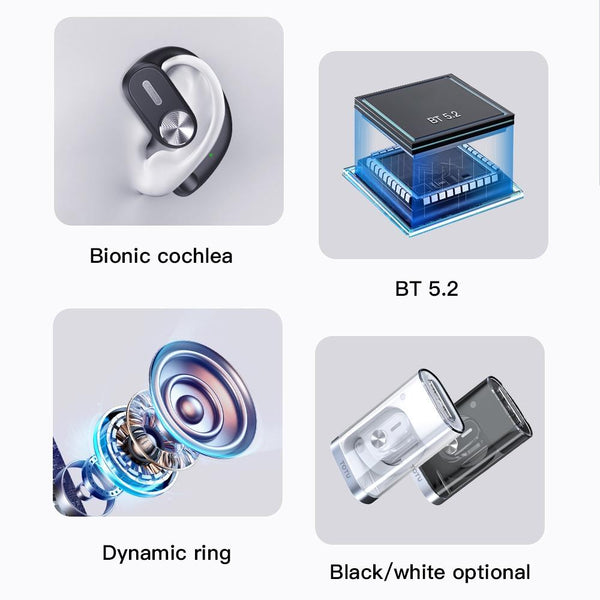 Wireless Bluetooth Earphone Hanging Design Black Earbuds