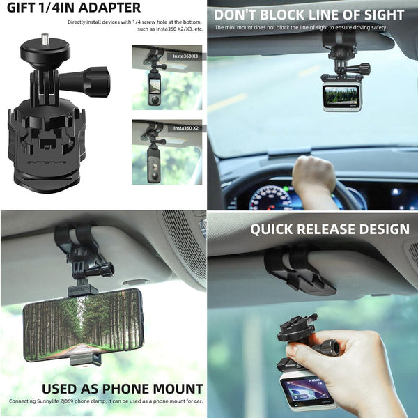 360 Degree Rotating Sun Visor Camera Mount For Vlogging And Audio Video Use Other Camera & Photo Accs
