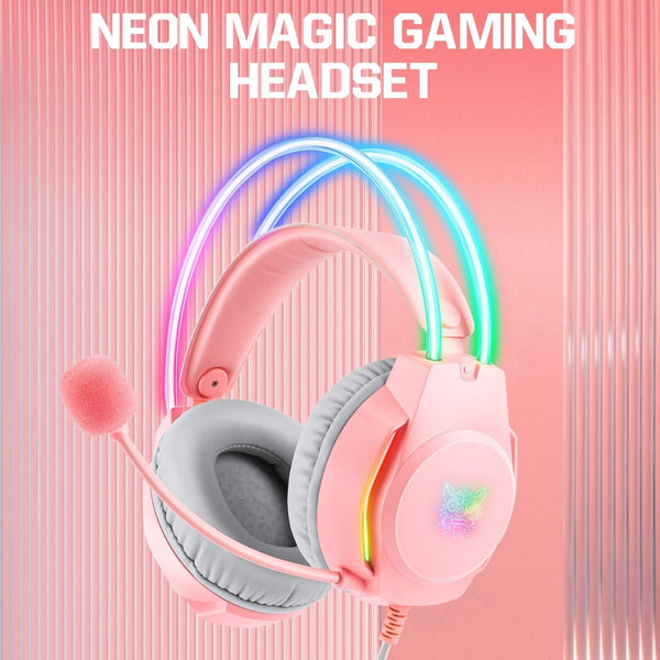 Rgb Wired Gaming Headset With Usb+3.5Mm Pink Headsets