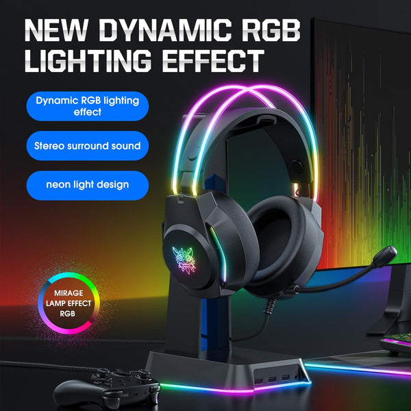 Rgb Wired Gaming Headset With Usb+3.5Mm Pink Headsets
