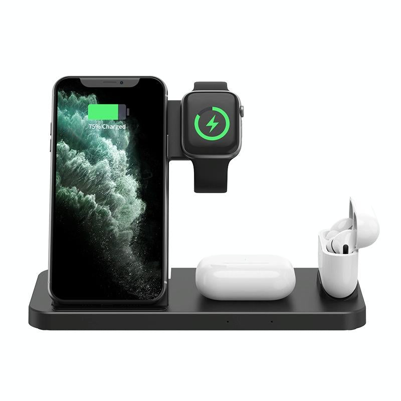 Foldable 4 In 1 Wireless Charger For Mobile Devices Black Chargers & Cradles
