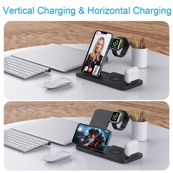 Foldable 4 In 1 Wireless Charger For Mobile Devices Black Chargers & Cradles