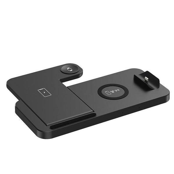 Foldable 4 In 1 Wireless Charger For Mobile Devices Black Chargers & Cradles