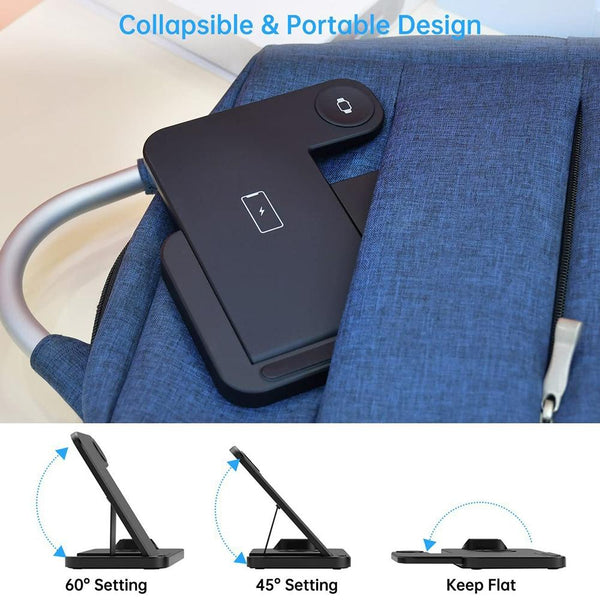 Foldable 4 In 1 Wireless Charger For Mobile Devices Black Chargers & Cradles