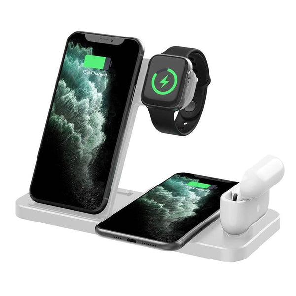 Foldable 4 In 1 Wireless Charger For Mobile Devices Black Chargers & Cradles