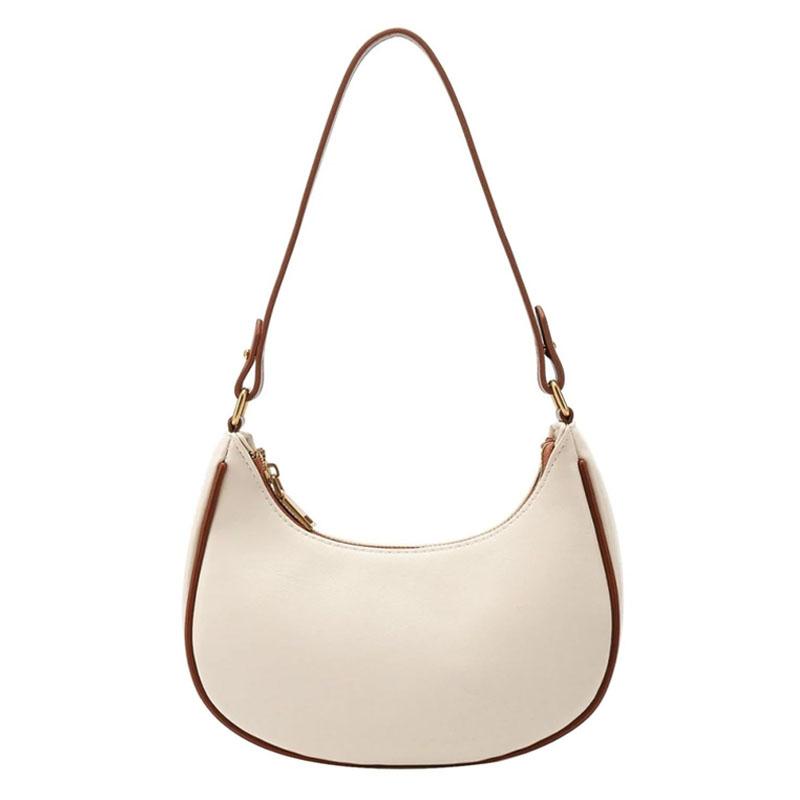 Stylish Crescent Shoulder Bag For Women Beige With Brown Women's Bags & Handbags