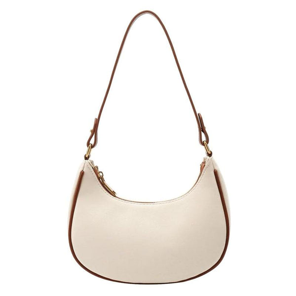 Stylish Crescent Shoulder Bag For Women Beige With Brown Women's Bags & Handbags