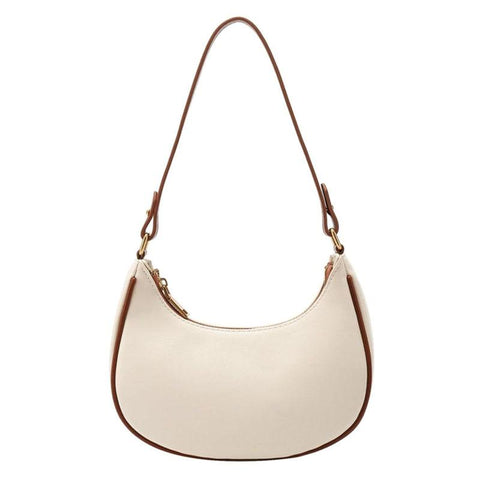 Stylish Crescent Shoulder Bag For Women Beige With Brown Women's Bags & Handbags