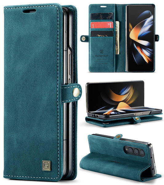 For Samsung Galaxy Z Fold4 5G Vintage Rfid Leather Phone Case Wine Red Cases Covers & Skins