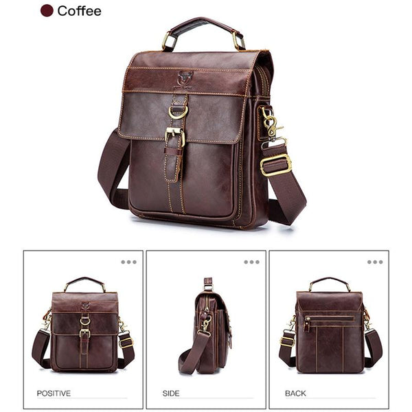 Retro Leather Men Shoulder Bag First Layer Cowhide Brown Bags