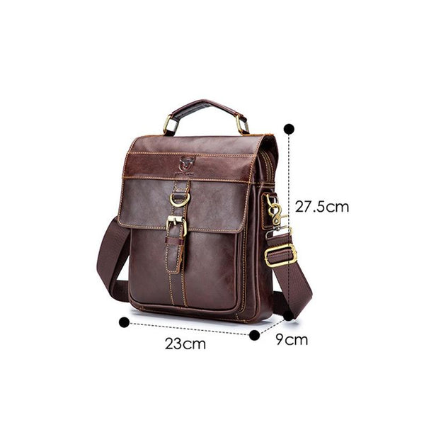 Retro Leather Men Shoulder Bag First Layer Cowhide Brown Bags