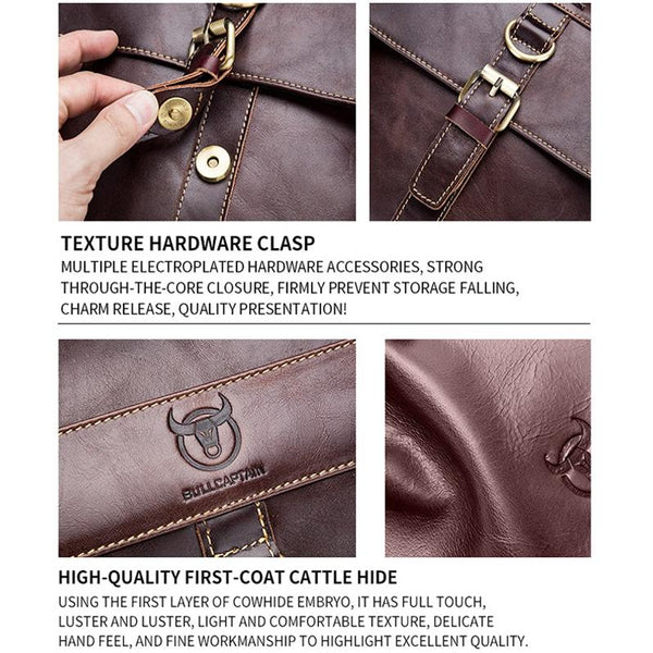 Retro Leather Men Shoulder Bag First Layer Cowhide Brown Bags