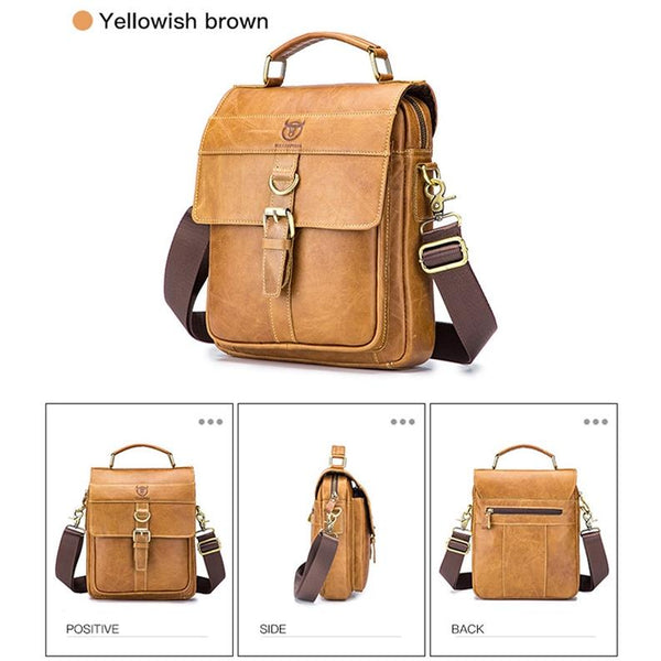 Retro Leather Men Shoulder Bag First Layer Cowhide Brown Bags