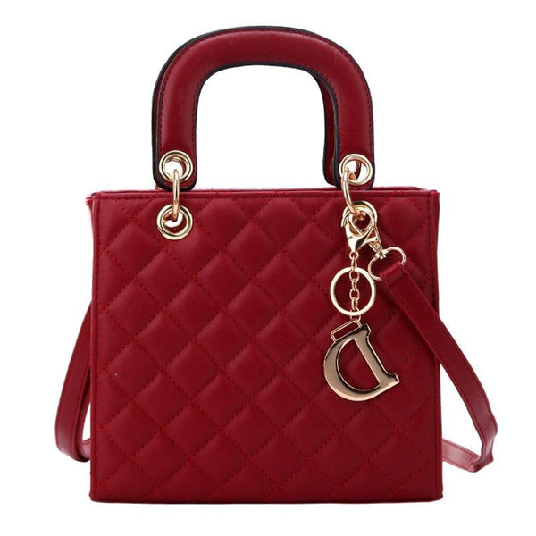 Leather Crossbody Bag With Rhombus Pattern For Women Red Women's Bags & Handbags