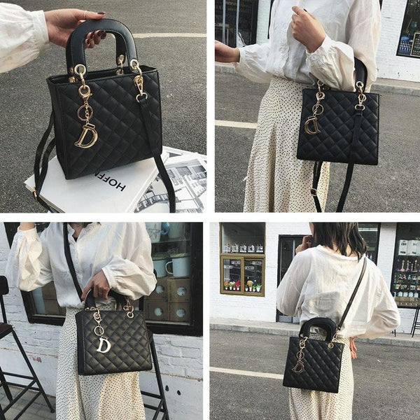 Leather Crossbody Bag With Rhombus Pattern For Women Red Women's Bags & Handbags