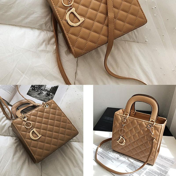 Leather Crossbody Bag With Rhombus Pattern For Women Red Women's Bags & Handbags