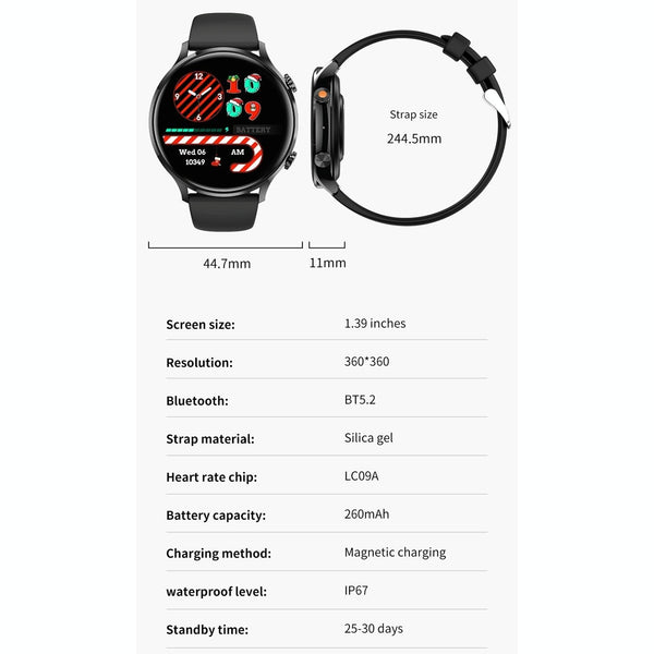 1.39" Bt5.2 Smart Sport Watch With Call Sleep Temp Heart & Health Monitor_Orange Smart Watches