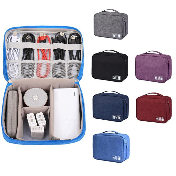 Versatile Cationic Digital Storage Bag For Data Cables Blue Storage Bags