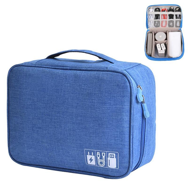 Versatile Cationic Digital Storage Bag For Data Cables Blue Storage Bags