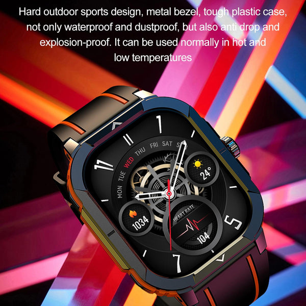 2.06 Inch Bt5.3 Ip68 Sport Smart Watch Bluetooth Call / Message Health Orange Smart Watches