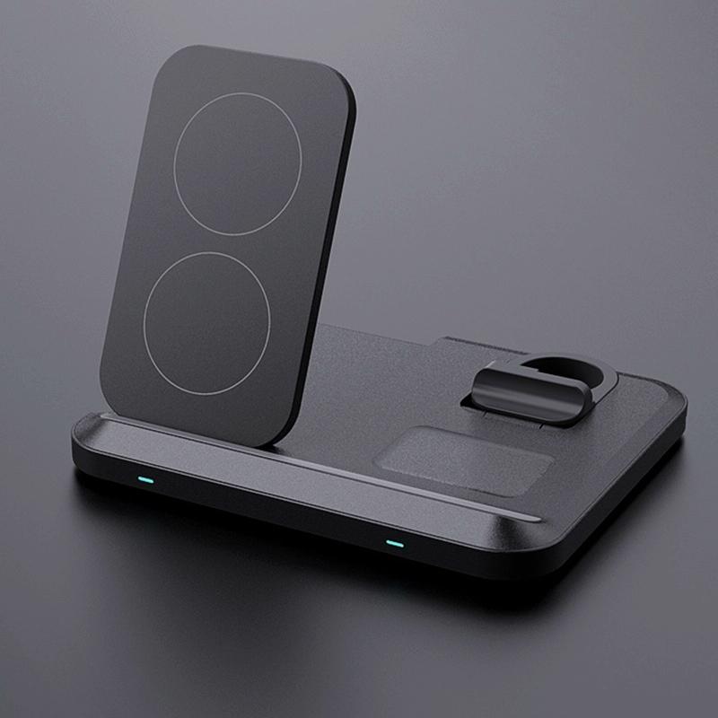 15W 3 In Foldable Wireless Charger Black Chargers & Cradles