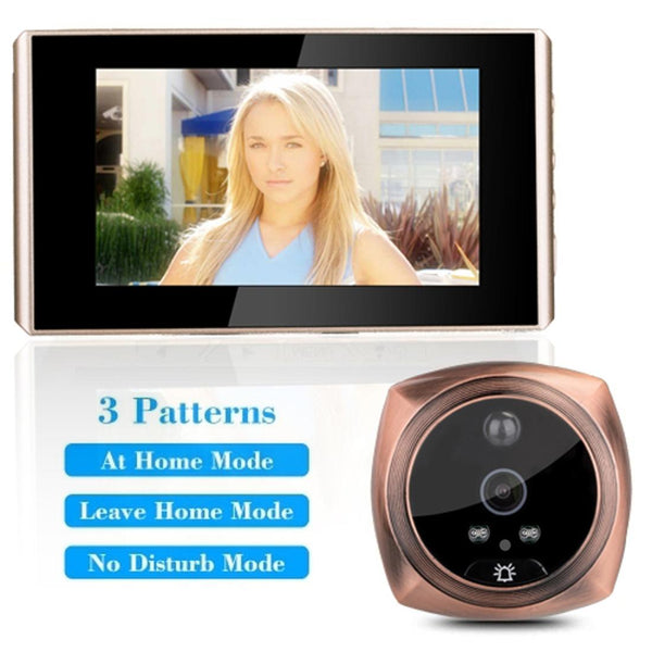 4.3 Digital Doorbell With Lcd Screen And Peephole Viewer Gold Smart Doorbells