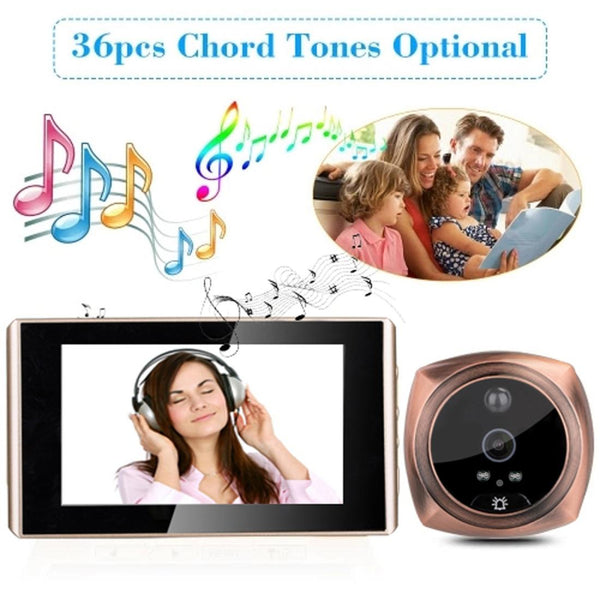 4.3 Digital Doorbell With Lcd Screen And Peephole Viewer Gold Smart Doorbells