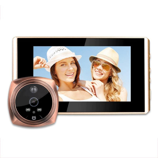 4.3 Digital Doorbell With Lcd Screen And Peephole Viewer Gold Smart Doorbells