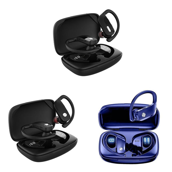 Wireless Noise Cancelling Bluetooth With Dual Battery Display T17 Black Earbuds