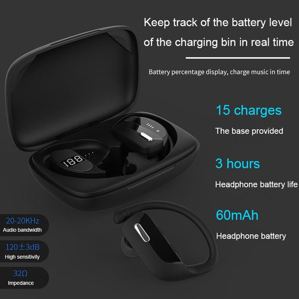 Wireless Noise Cancelling Bluetooth With Dual Battery Display T17 Black Earbuds