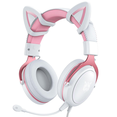 Led Gaming Headset With Mic White Pink Headsets