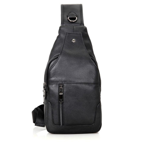 Stylish Cowhide Chest Bag For Men Black Bags