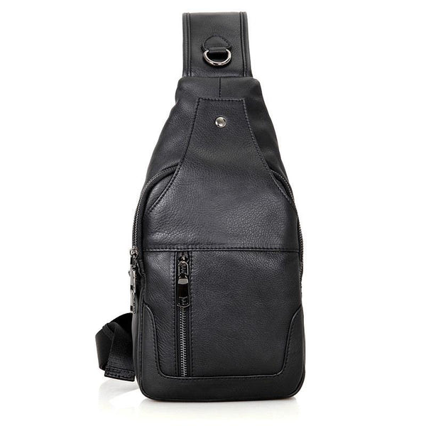Stylish Cowhide Chest Bag For Men Black Bags