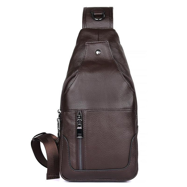 Stylish Cowhide Chest Bag For Men Black Bags