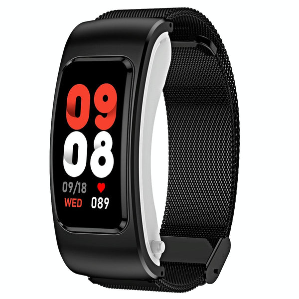 1.08 Inch Steel Band Waterproof Smart Watch Detachable Earphone Bluetooth Call Black Smart Watches